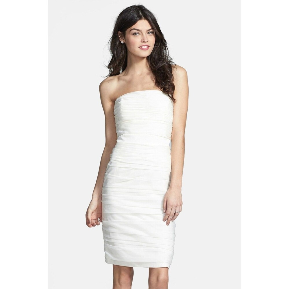 ML Monique Lhuillier Ivory Strapless Cationic Dress